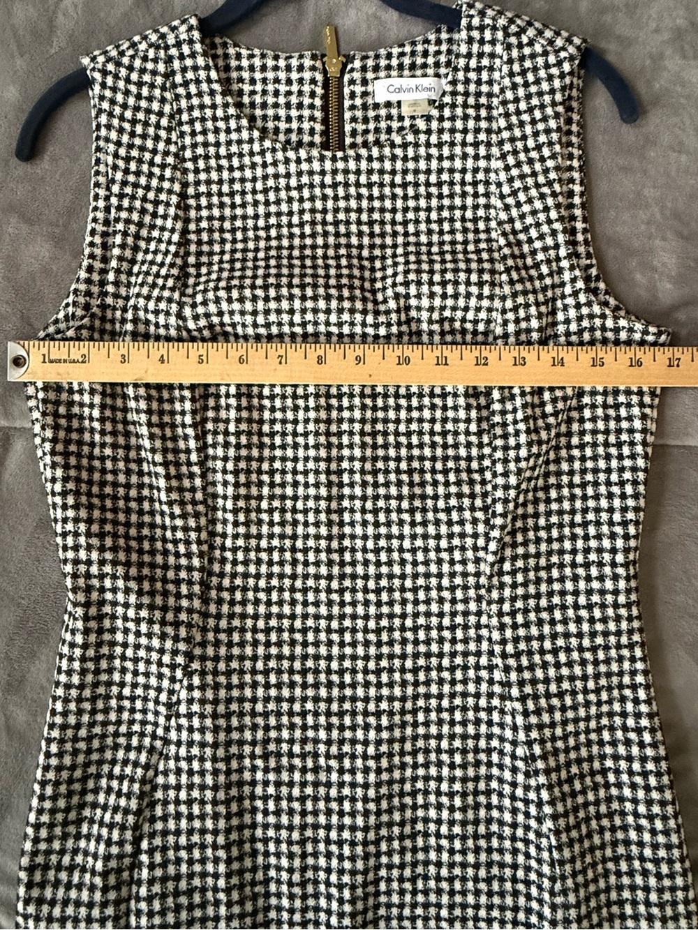 Calvin Klein Black & White Houndstooth Midi Sheath Dress Size 8 - Picture 7 of 9